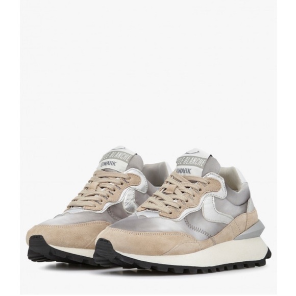 Voile Blanche Shoes - NWT VOILE BLANCHE QWARK HYPE WOMAN Leather and Fabric Sneakers in Grey-Beige